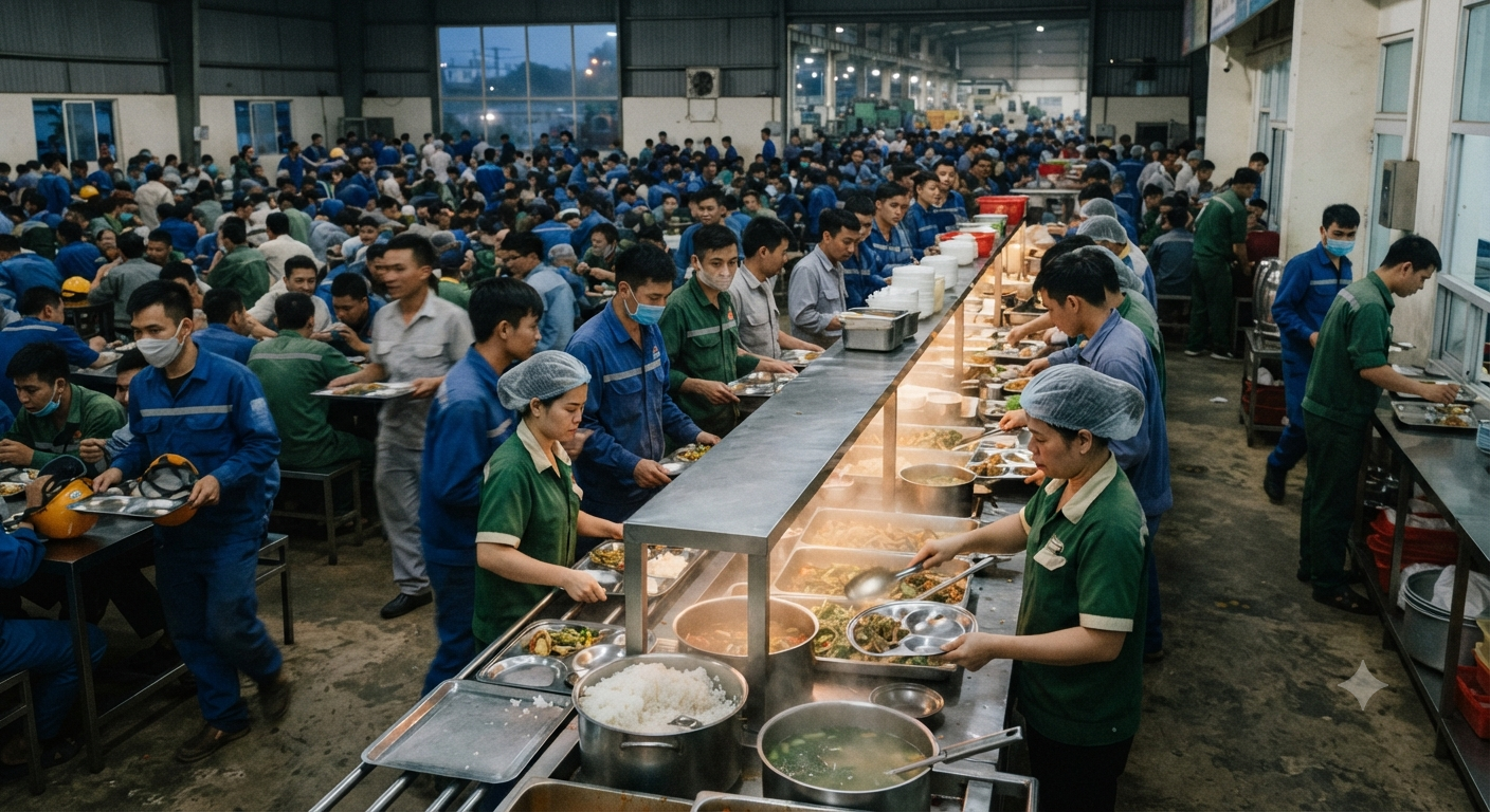 Những thách thức trong tổ chức suất ăn nhà máy theo ca làm việc